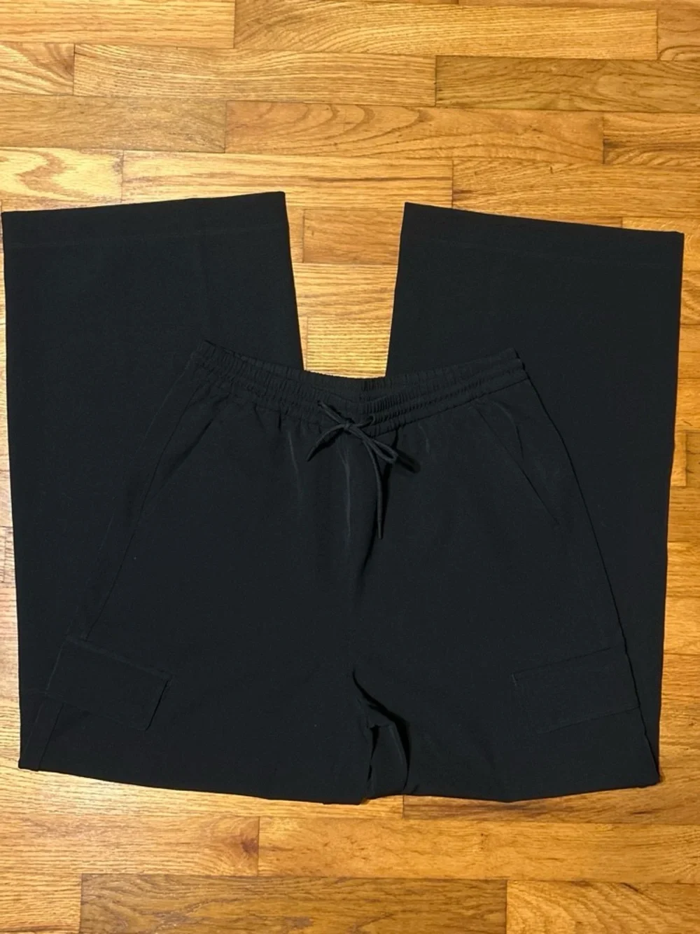 Athleta Black Womens Wide-Leg Drawstring Pants